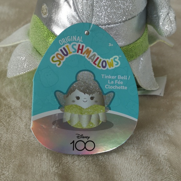 Squishmallow 5 inches Tinker Bell, Disney 100th anniversary, green and silver - Picture 5 of 6